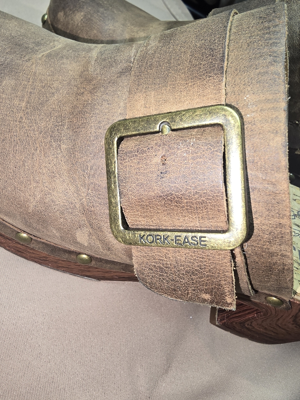 Kork-Ease Brown Leather Buckle Clogs with Studded Trim - Picture 6 of 11